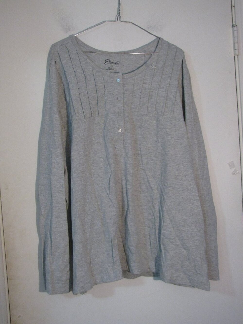 * Easy Essentials Blouse 3X Plus Size NWT Gray Casual Loose Fit Heathered